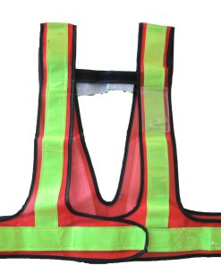 เสื้อผ้าตาข่าย สีส้มแถบ PVC 2 นิ้ว สีเขียว