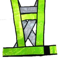 เสื้อสะท้อนแสงแถบ PVC 3 สีเขียวขลิบดำ